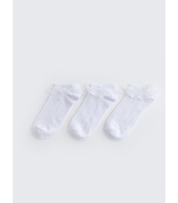 Self-Patterned Girl's Ballet Socks 3 Pieces