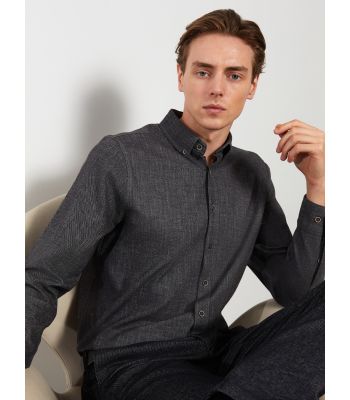 Regular Fit Long Sleeve Gabardine Men's Shirt