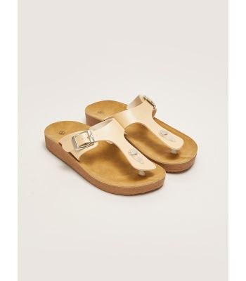 Buckle Detailed Flip-Flops Women's Slippers