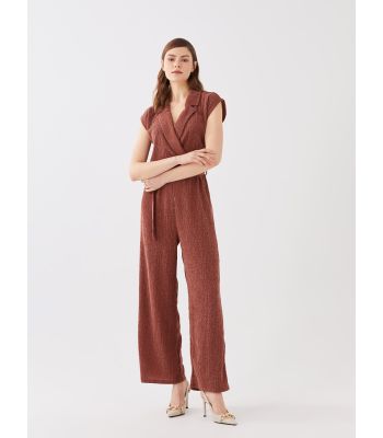 Women's Double Breasted Collar Straight Jumpsuit