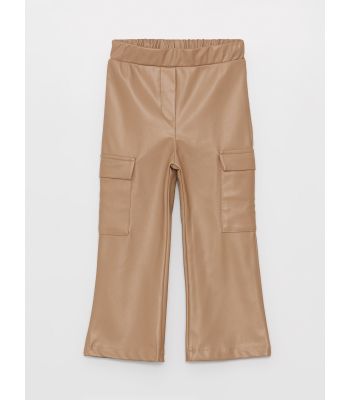 Leather Look Baby Girl Cargo Pants