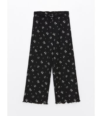 Elastic Waist Patterned Wide Leg Girl Trousers