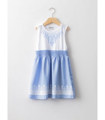 Crew Neck Printed Girl Dress