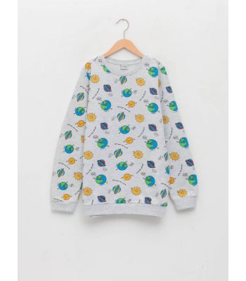 Crew Neck Printed Long Sleeve Boy Sweatshirt