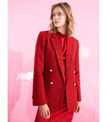 Self Patterned Long Sleeve Women's Blazer Jacket