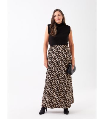 Elastic Waist Flower Viscose Women's Skirt