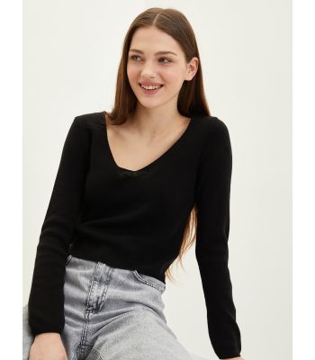 V Neck Regular Long Sleeve Women's Tricot Sweater