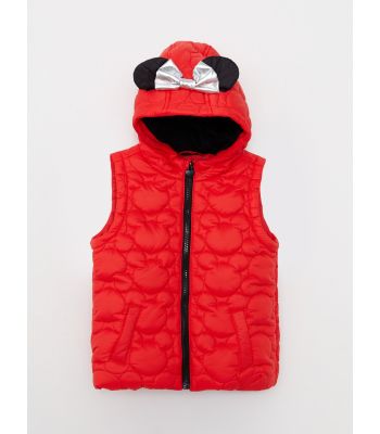 Hooded Minnie Mouse Patterned Baby Girl Vest