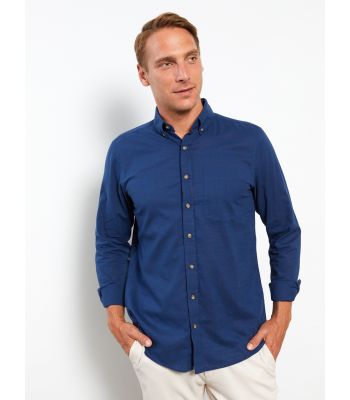 Regular Fit Long Sleeve Poplin Men's Shirt