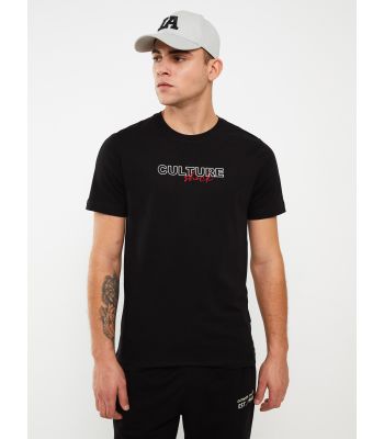 Crew Neck Short Sleeve Printed Combed Cotton Men's T-shirt