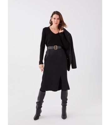 Women's Standard Pattern Plain Satin Skirt