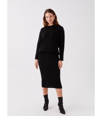 Women's Elastic Waist Plain Knitwear Skirt