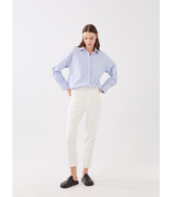 High Waisted Slim Fit Women's Denim Trousers