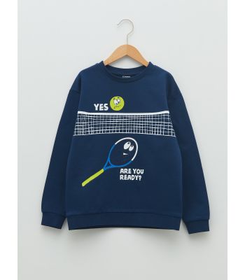 Crew Neck Printed Long Sleeve Boy Sweatshirt
