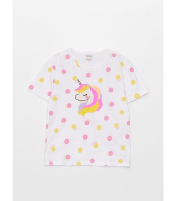 Crew Neck Printed Cotton Girl T-Shirt