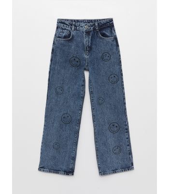 Printed Wide Leg Girl Jeans