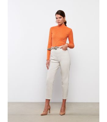Elastic Waist Regular Women's Denim Trousers