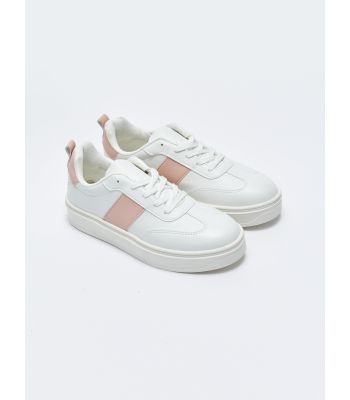 Women's Leather-Look Lace-Up Sneaker
