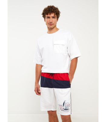 Men's Knee-Length Color-Blocked Swim Shorts