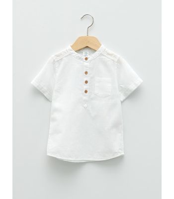 Crew Neck Short Sleeve Basic Poplin Baby Boy Shirt
