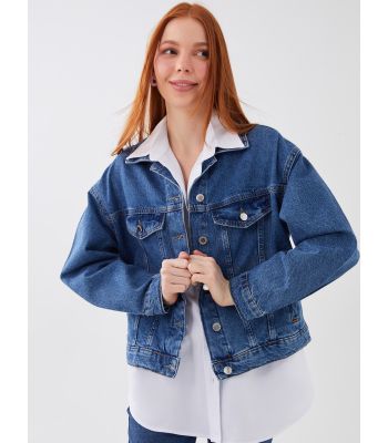 Shirt Neck Regular Long Sleeve Women's Jean Jacket