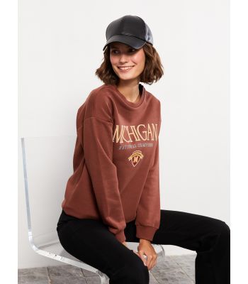 Crew Neck Printed Long Sleeve Women's Sweatshirt