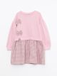 Crew Neck Patterned Long Sleeve Girl Dress