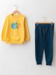 Crew Neck Printed Long Sleeve Boy Sweatshirt and Sweatpants