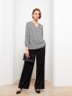 Tie Neck Patterned Long Sleeve Viscose Women's Blouse