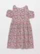 Crew Neck Patterned Short Sleeve Girl Dress