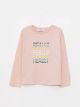 Crew Neck Printed Long Sleeve Cotton Girl T-shirt