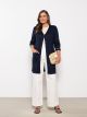 V Neck Self Patterned Long Sleeve Women's Tricot Cardigan