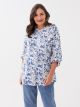 Crew Neck Patterned Long Sleeve Women's Blouse