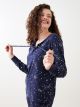 Tie Neck Patterned Long Sleeve Women's Pajama Set