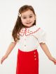 Bebe Collar Embroidery Detailed Baby Girl Shirt and Skirt 2-Pack Set