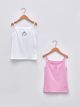 Square Neck Printed Strappy Cotton Girl Singlet 2-Pack