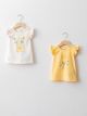 Crew Neck Short Sleeve Printed Cotton Baby Girl T-Shirt 2 Pieces