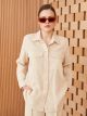 Shirt Collar Straight Long Sleeve Muslin Women's Tunic