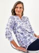 Johnny Collar Patterned Long Sleeve Viscose Women's Blouse