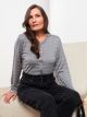 Crew Neck Striped Long Sleeve Women's Cardigan