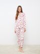 Shirt Collar Printed Long Sleeve Women's Pajamas Set