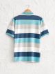 Striped Polo Neck Short Sleeve Cotton T-Shirt