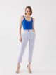 High Waist Casual Fit Striped Women's Trousers