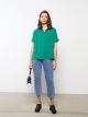 Front Button Closure Straight Short Sleeve Women's Shirt