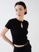 Crew Neck Straight Short Sleeve Women's Crop