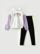 Hooded Disney Printed Long Sleeve Girl Sweatshirt and Tights