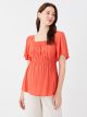 Square Neck Straight Short Sleeve Maternity Blouse