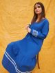 V Neck Patterned Long Sleeve Women's Dress