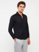 Slim Fit Long Sleeve Dobby Weave Men's Shirt