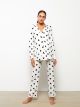 Shirt Neck Patterned Long Sleeve Maternity Pajama Set